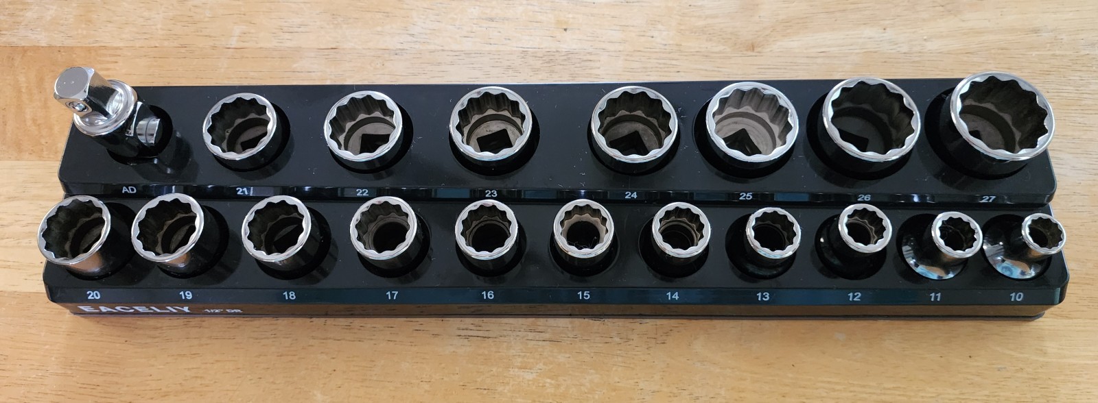 Snap-On 19pc 10-27mm 1/2″ Dr 12-Pt Metric Flank Drive Shallow Socket Set + EXTRA