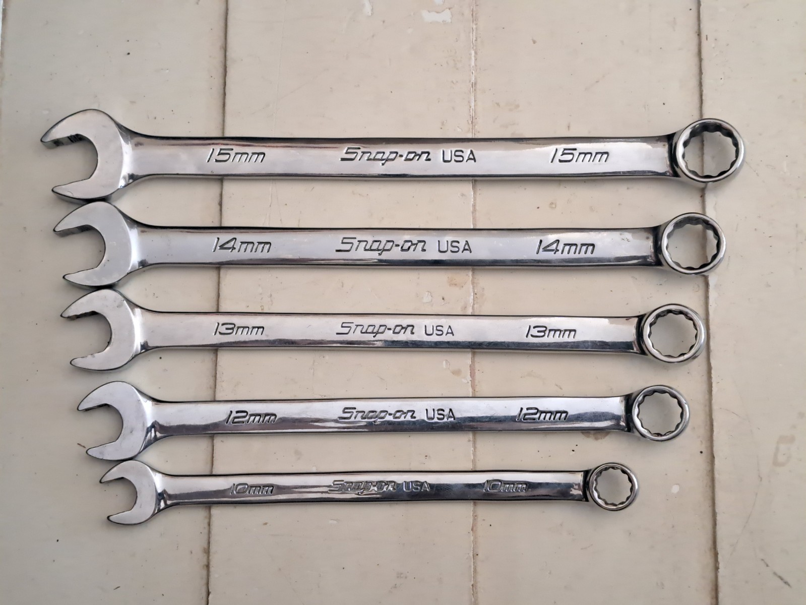 Snap-On 5pc 12 pt Metric Flank Drive Plus Wrench Set OEXLM, SOEXLM 10, 12 – 15mm