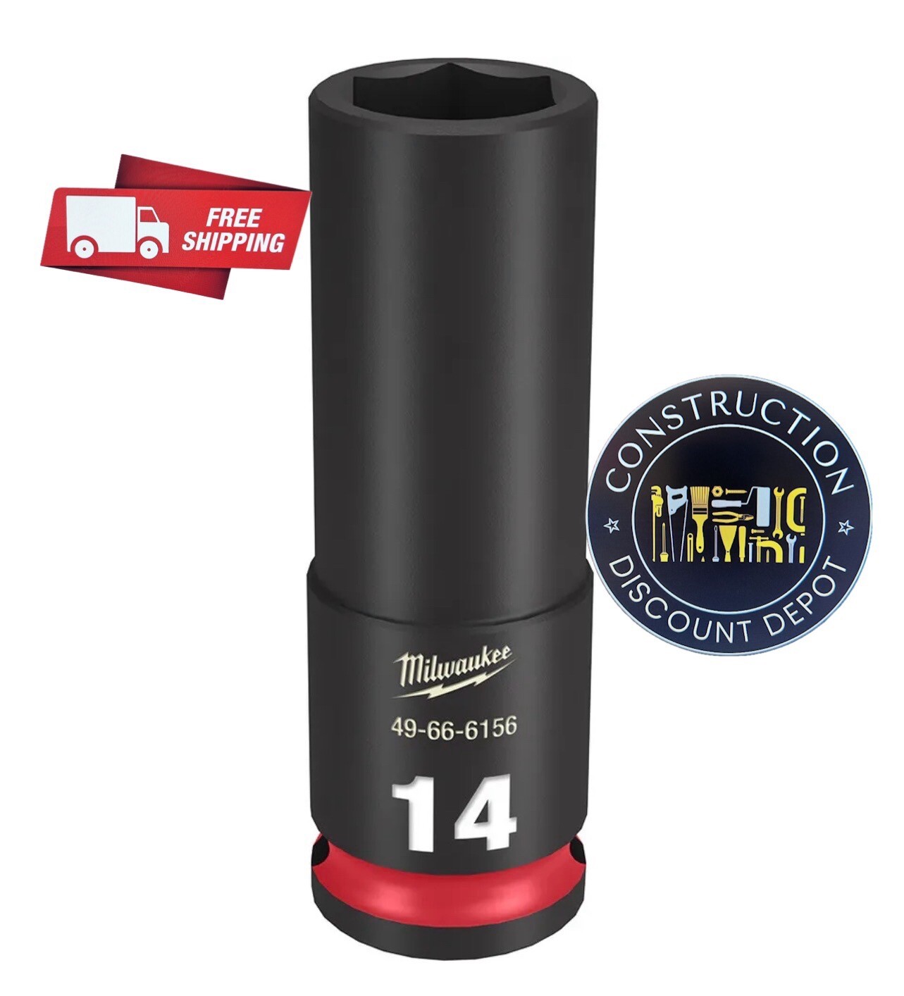 Milwaukee 49-66-6156 SHOCKWAVE Impact Duty 3/8 Drive 14mm Deep 6 Point Socket