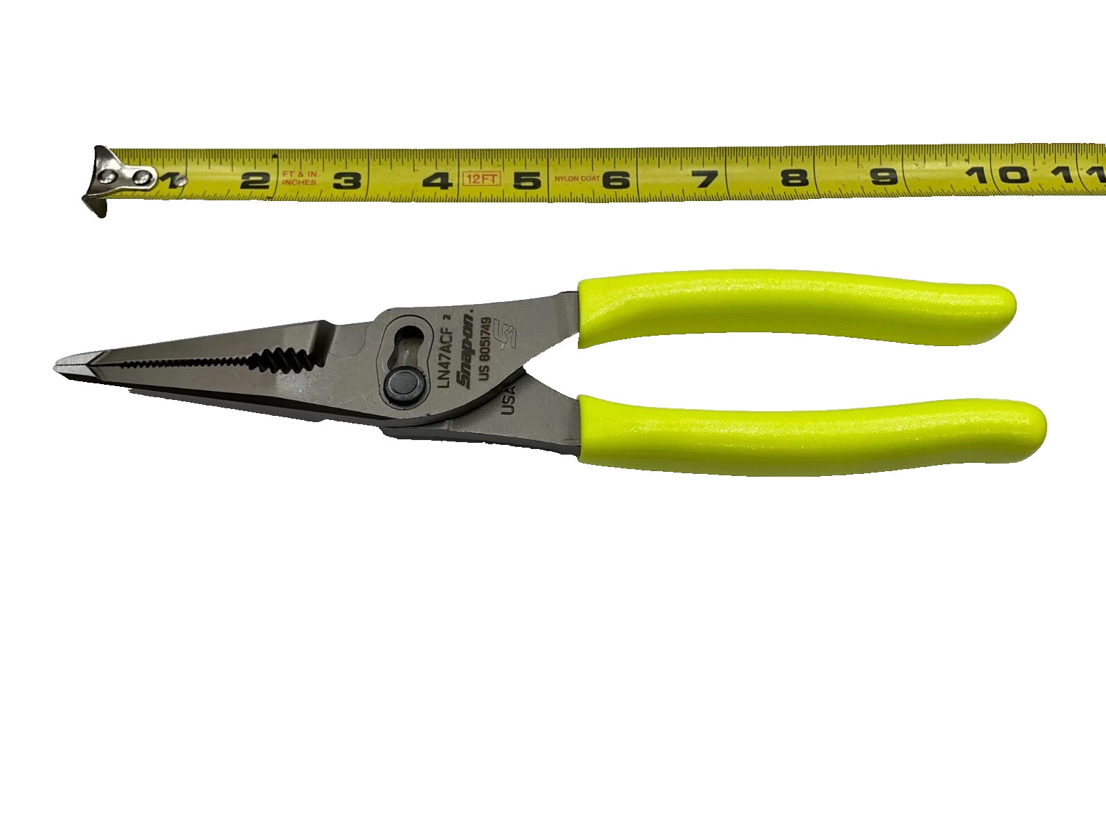 Snap-On Tools HIVIZ 9″ Soft Grip Long Nose Slip Joint Pliers LN47ACFHV USA NEW