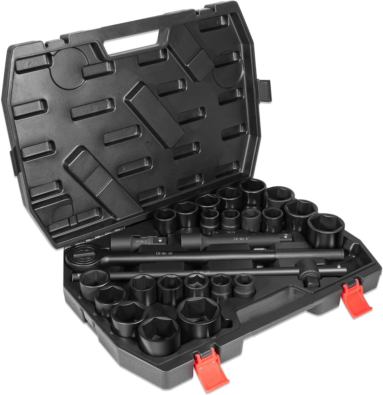 02499A 3/4-Inch-Drive Jumbo Master Impact Socket Set, SAE and Metric 27 pcs