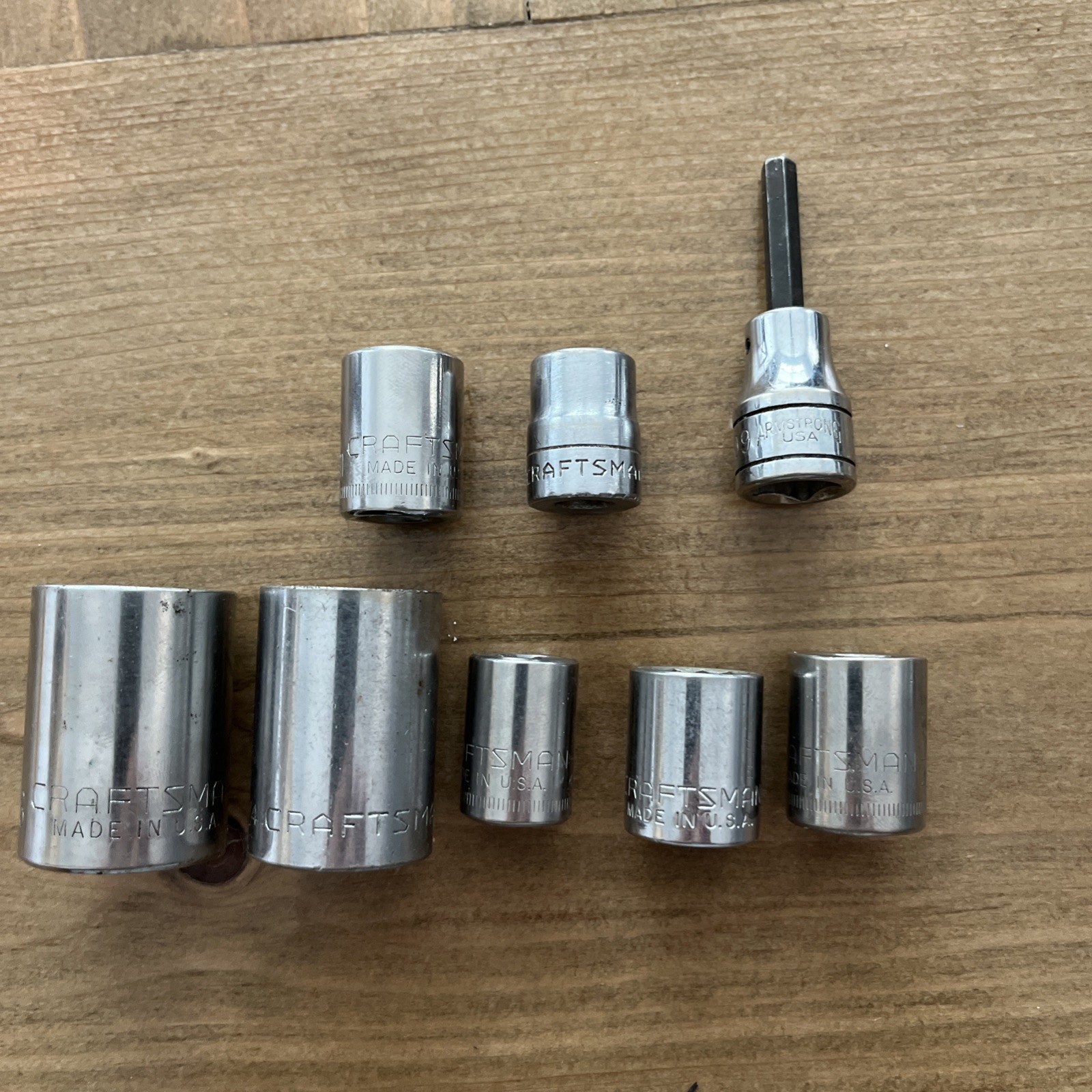 Craftsman Socket Lot 8 Pieces 13/16, 3/4, 14, 13, 7/16, 9/16, 11