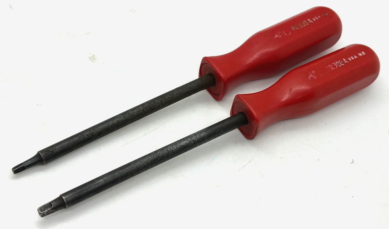 🇺🇸 MAC Tools #1 #3 SQUARE Driver Screwdriver Set Lot Red 7.5″ Long USA R1 R3
