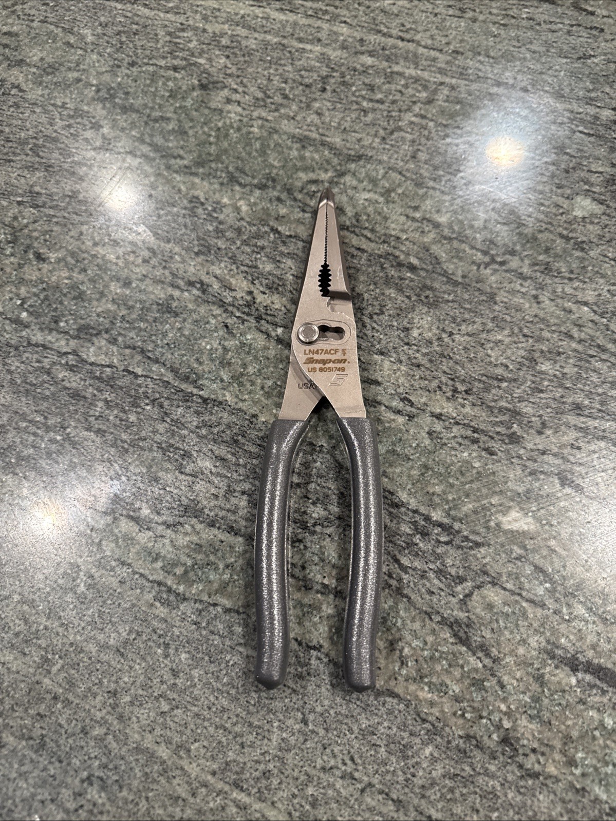 Snap On ln47acf 9” talon grip®️ long nose slip joint pliers dark titanium new