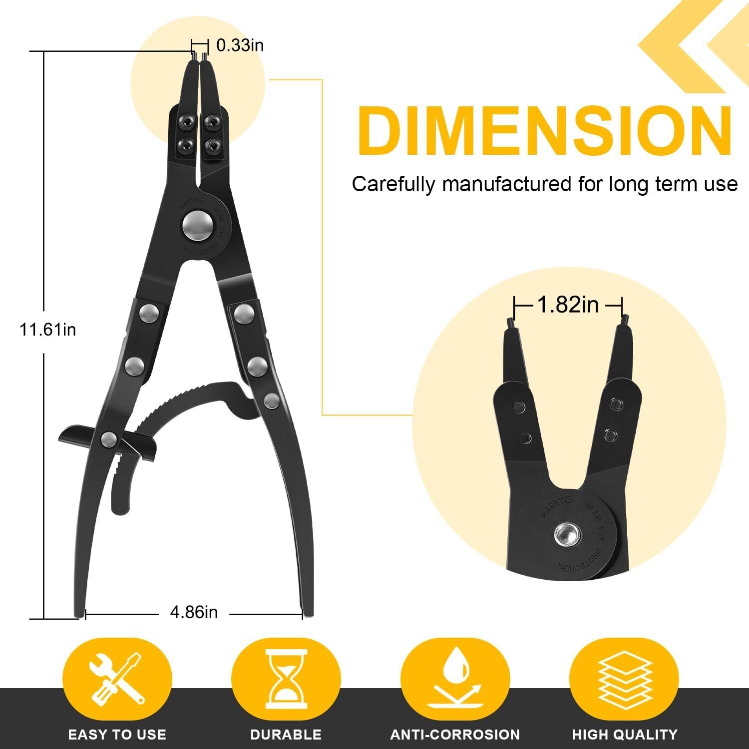38700 Spindle Snap Ring Pliers For Ford F-250 350 450 550 4WD Pickups 2007-2024