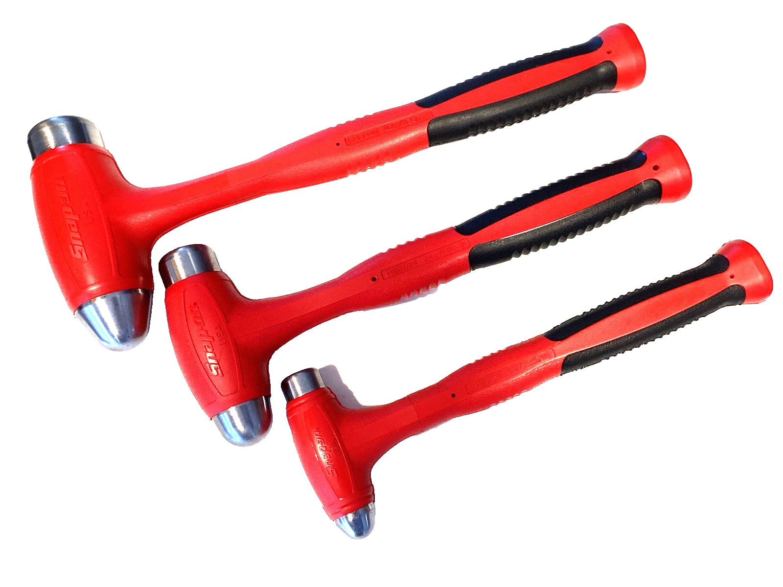 Snap On 3 Piece RED Soft Grip Ball Peen Dead Blow Hammer Set FOAM Tray HBBD302FR