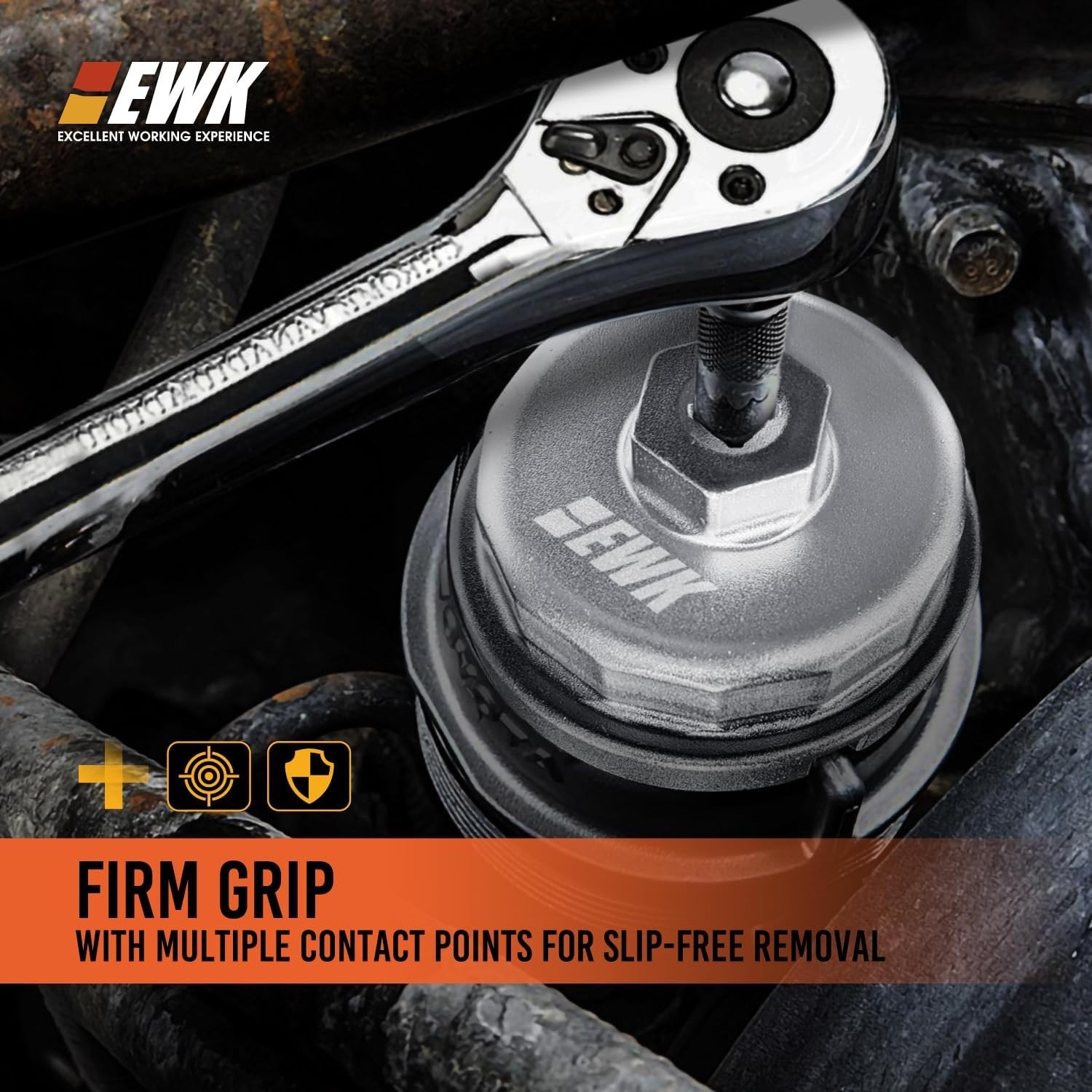 64mm Forged Aluminum Oil Filter Wrench with Drain Hose, Heavy-Duty Oil Change…