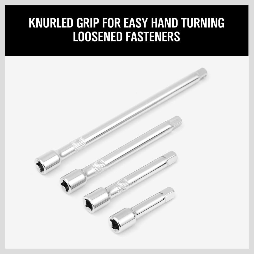 1/4″ Socket Extension Set – 4PCS, Chrome Vanadium with Secure Fit