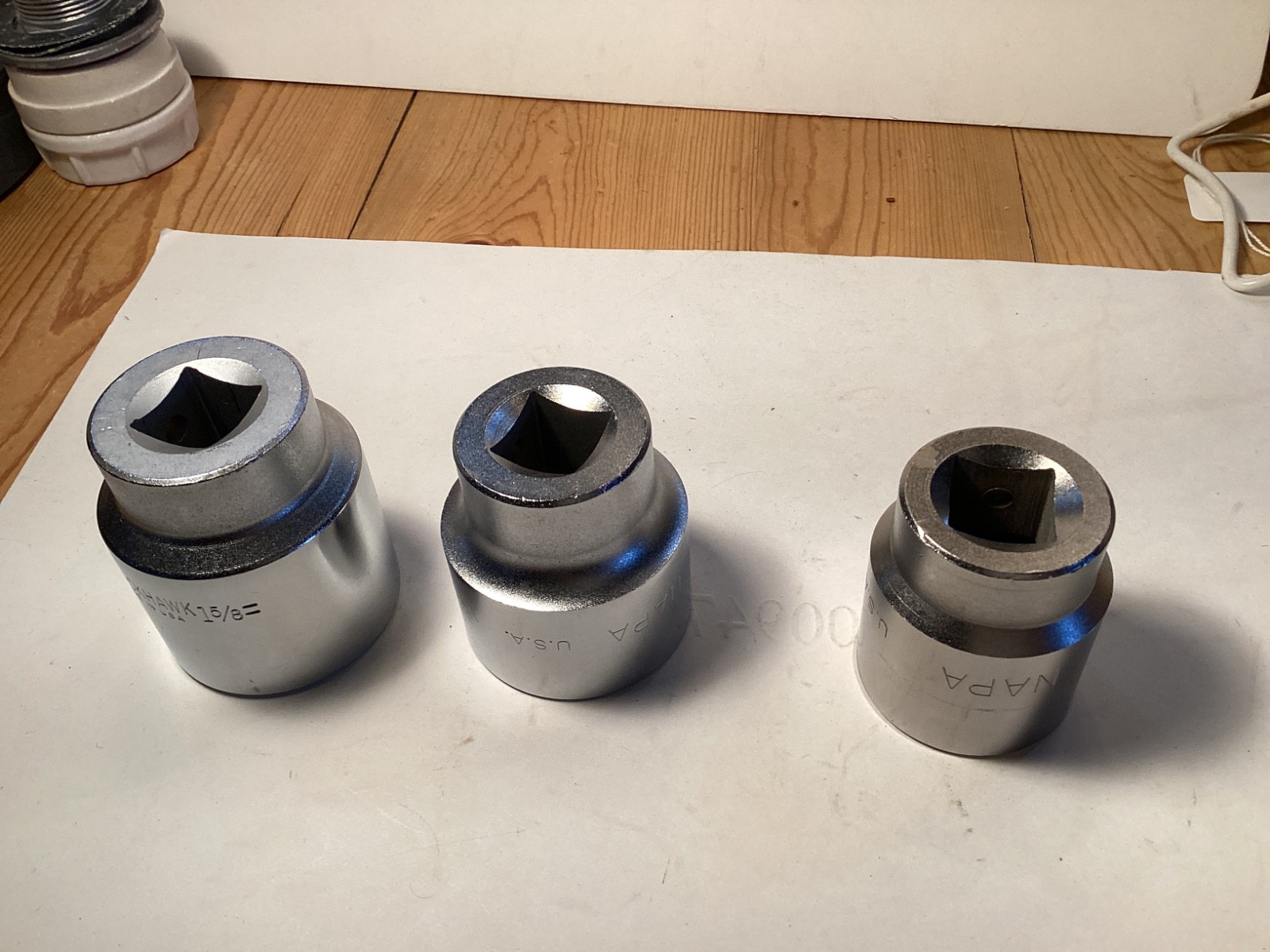 Lot New 3/4” drive Sockets 12 point Blackhawk 1 5/8”-Napa 1 9/16”-Napa 1 3/8”