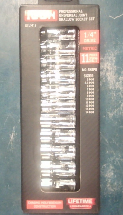 Icon S1UM11 1/4″dr. Metric 11pc Professional Universal Joint Shallow Socket Set