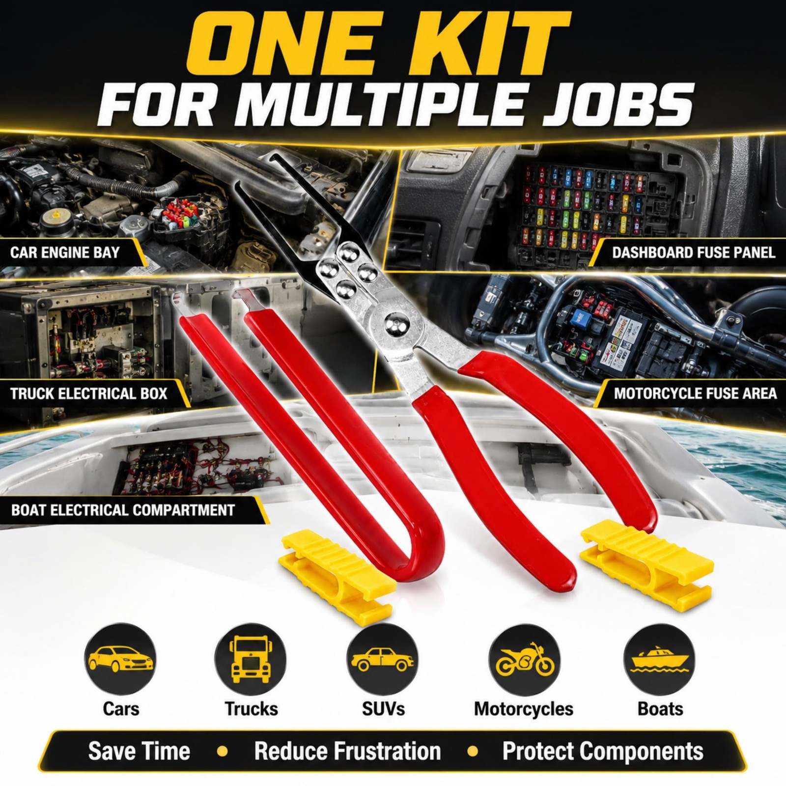4 Pcs Relay Fuse Puller Pliers Auto Electrical Tool Set Thin Tip Ergonomic Grip