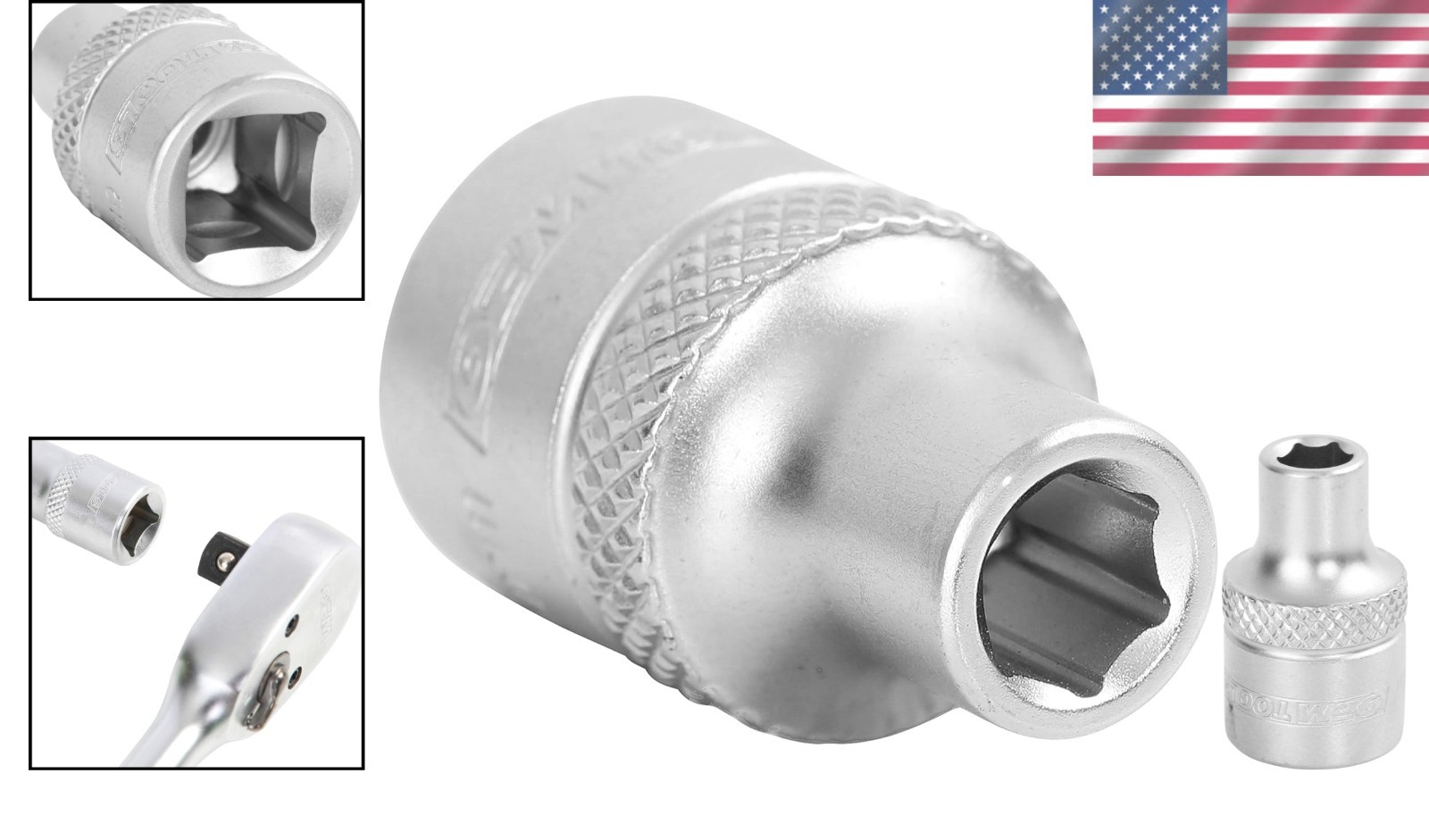 Compact 6 mm 3/8 Drive Socket with Thin Wall Design & Posi-Grip Technology