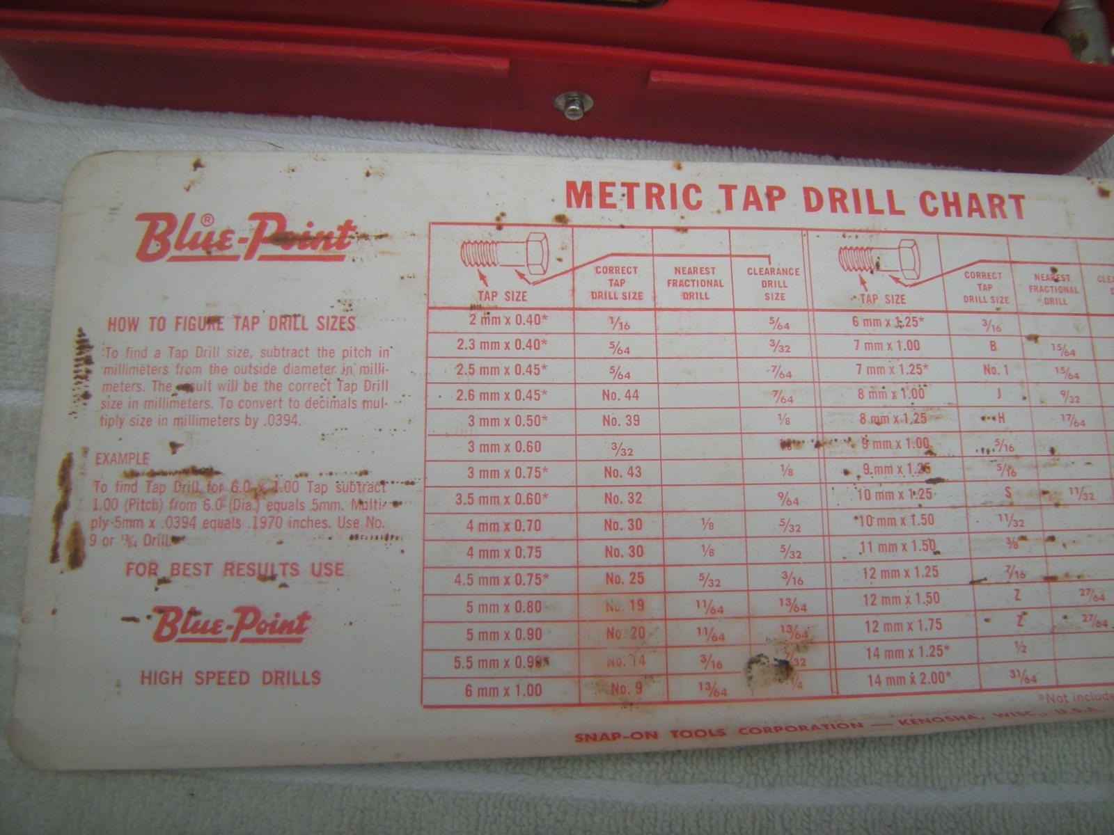 Blue-Point TDM-117 Metric TAP & DIE Set in Case by Snap On