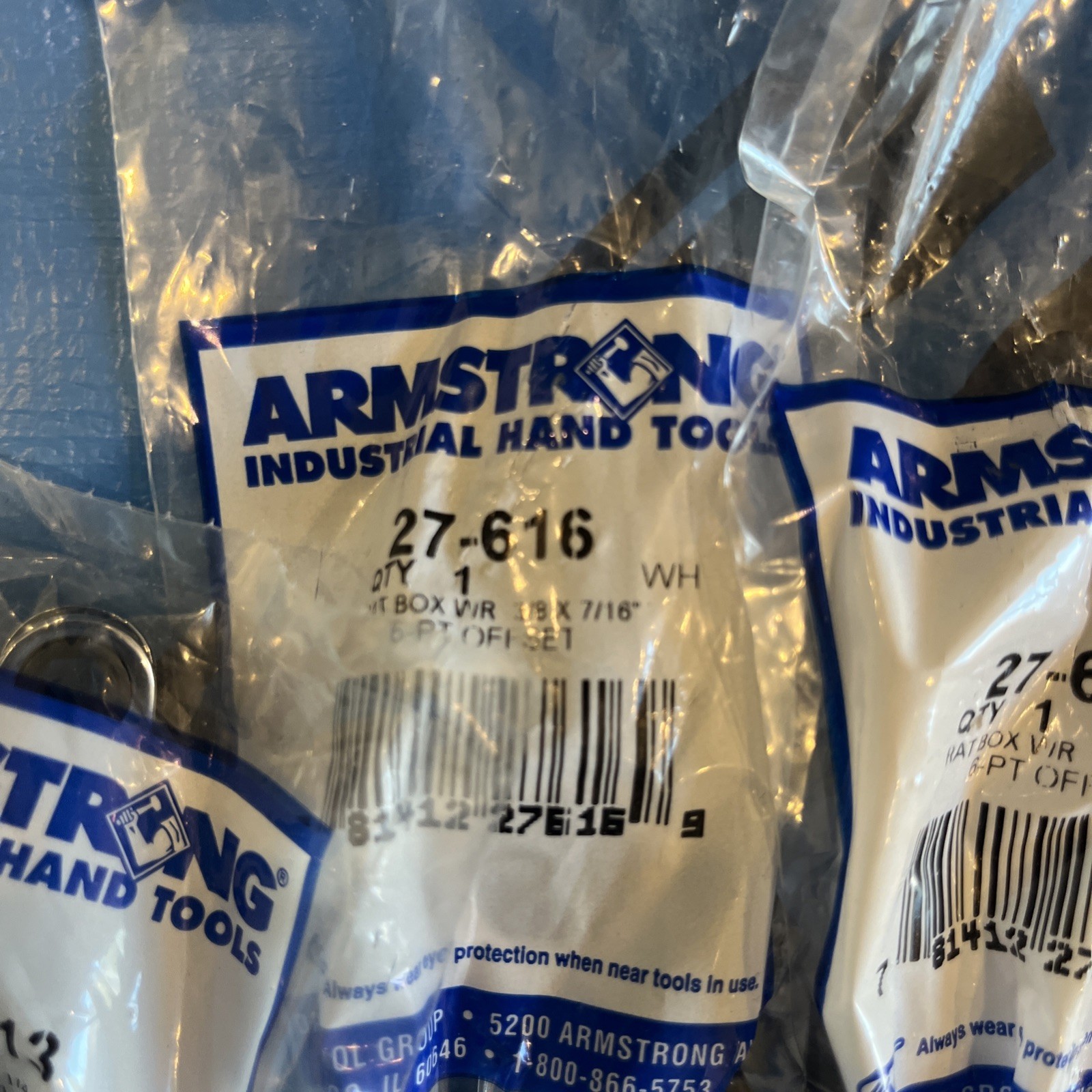 Armstrong Tools USA 27-635 SAE Offset Ratcheting Box Wrench Set Kit Bag, NEW NOS