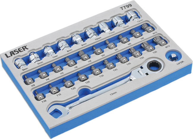 Laser 7799 31 Piece Low Profile Bit & Go Thru Alldrive Socket Set