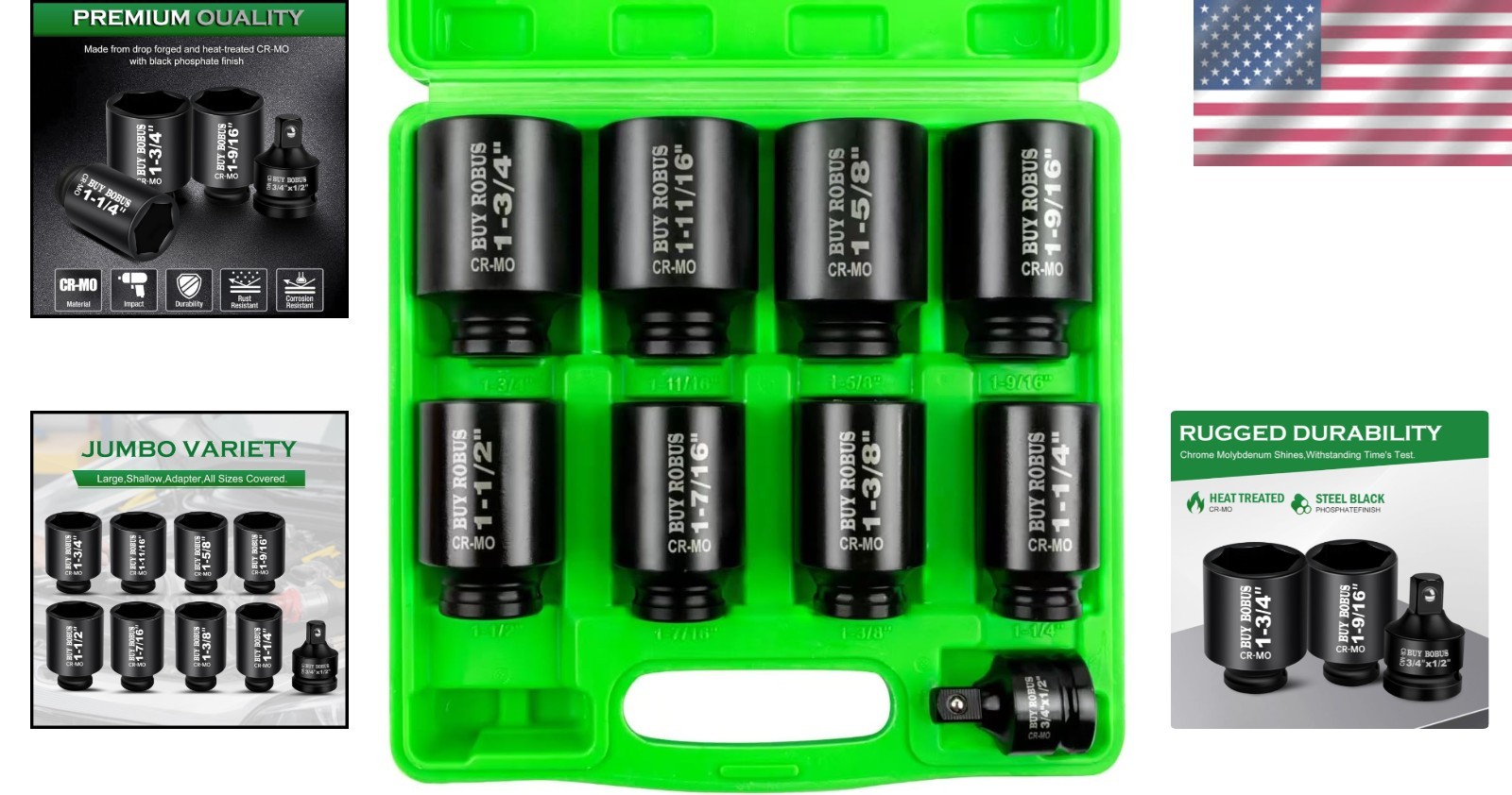 Lifetime Guaranteed 9-Piece Impact Socket Set – 1/2″ Drive for Professional Use
