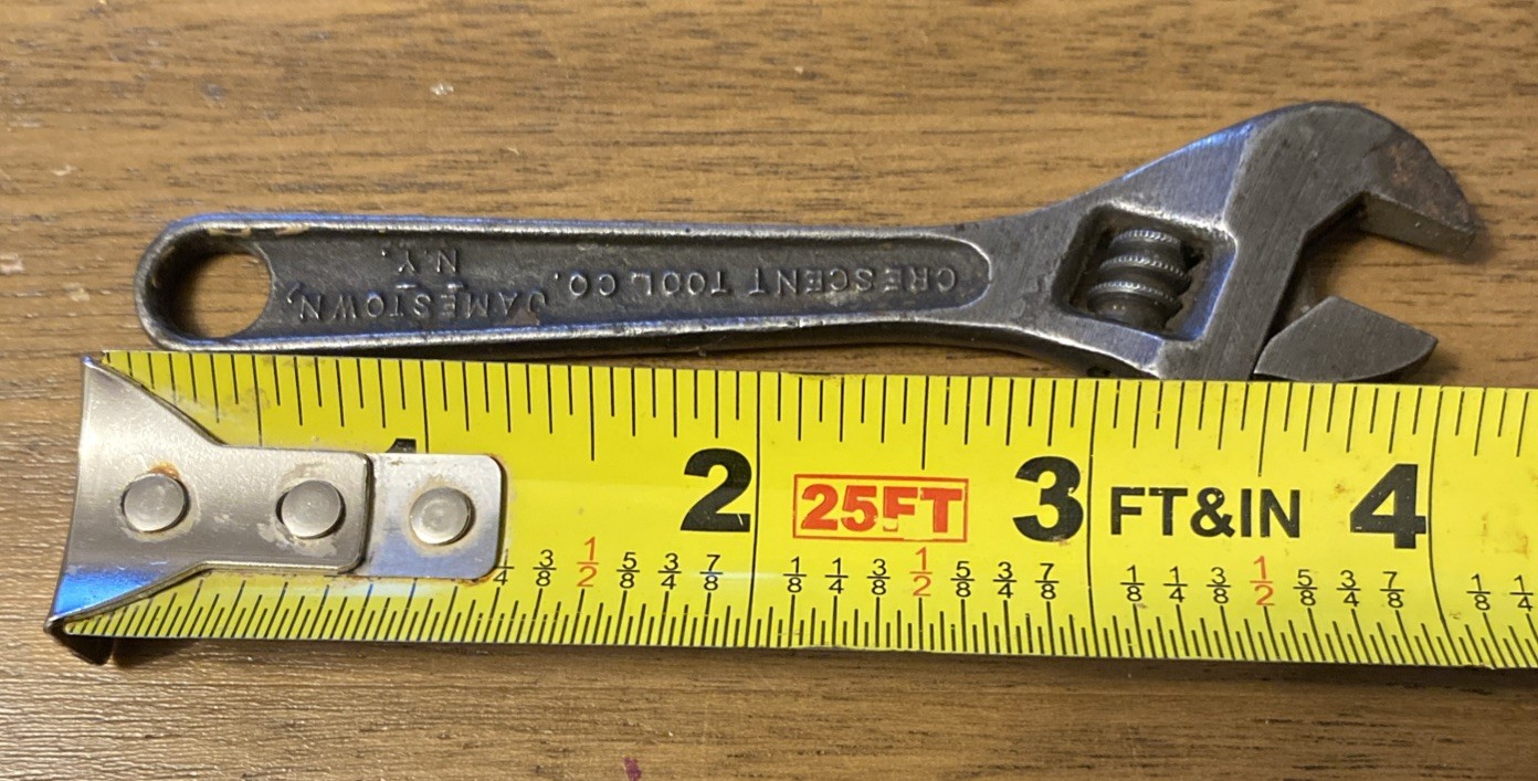 Vintage 4″ Crescent Tool Co. Adjustable Wrench Jamestown NY USA