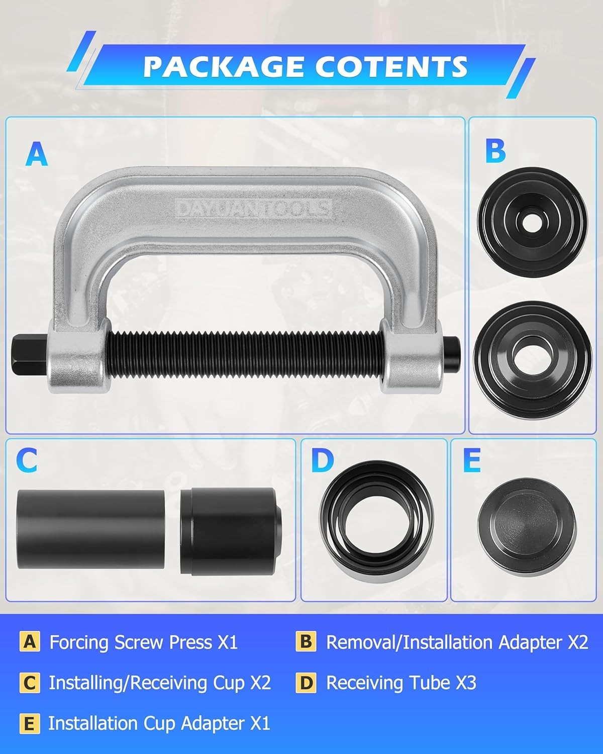 4-in-1 Ball Joint Press & U Joint Removal Tool Kit with Blue Storage – 2WD/4WD