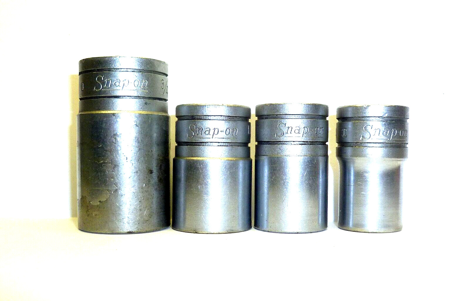 SET OF 4 SNAP ON TOOLS 1/2″ DRIV E 6 POINT SOCKETS 3/4″ 11/16″ 5/8″ 9/16″