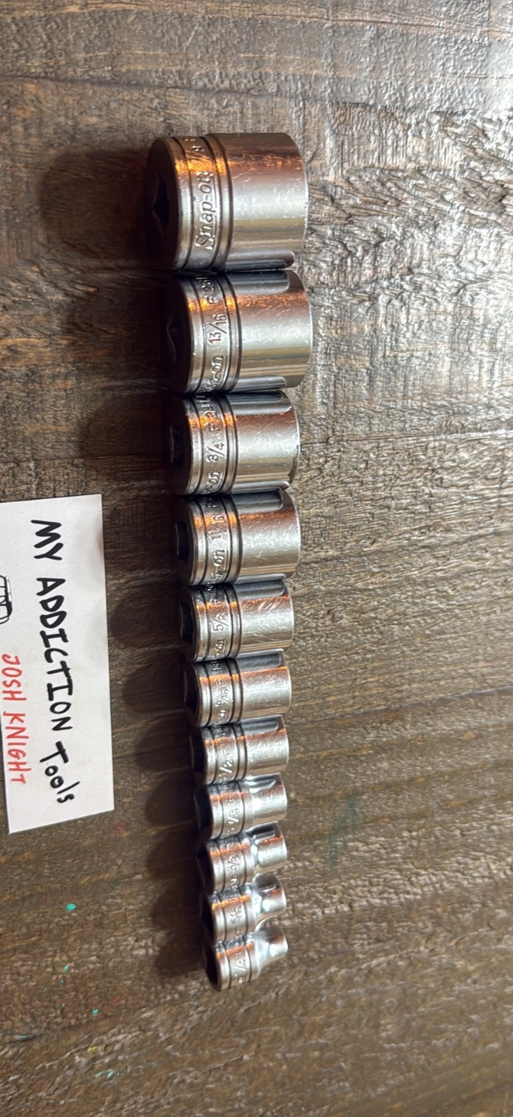 Snap on F series 3/8” drive shallow 12pt socket set no owner markings on sockets