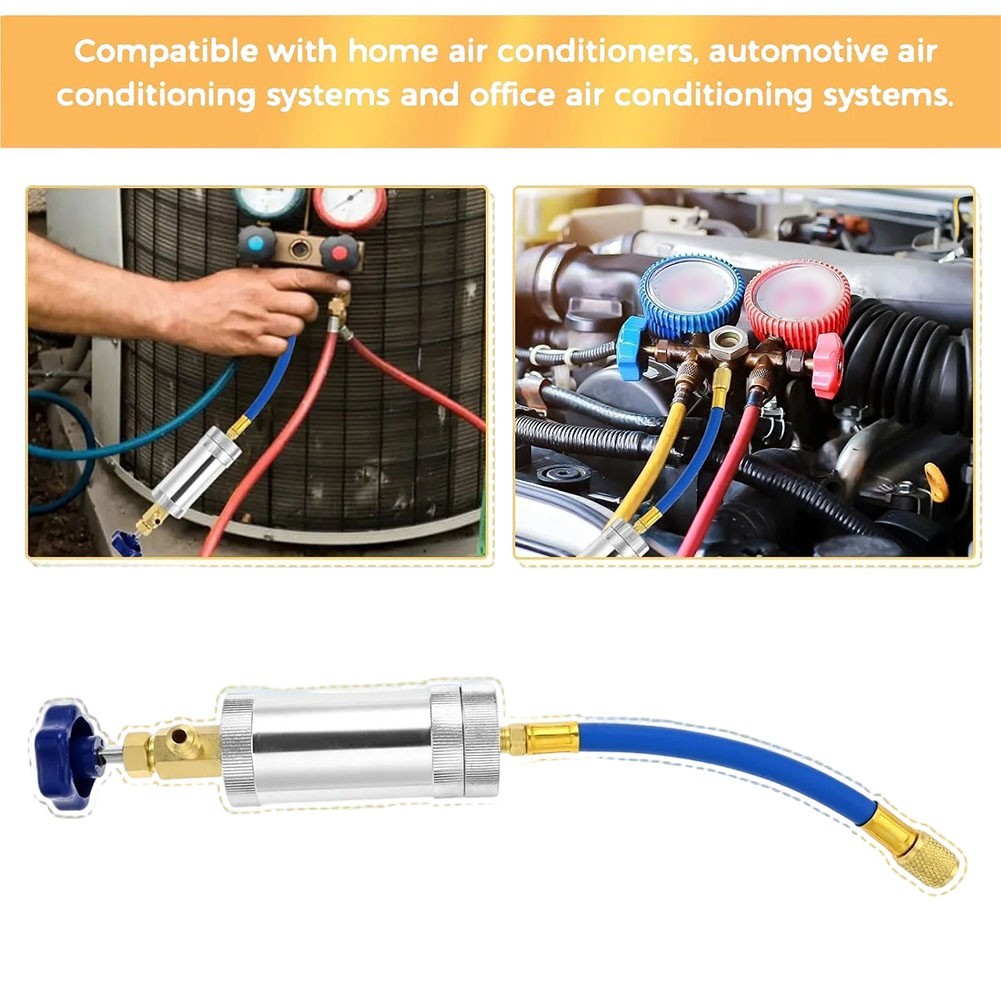 1/4 SAE Female Male Oil Injector Kit for R134A For R1234YF Air Conditioning