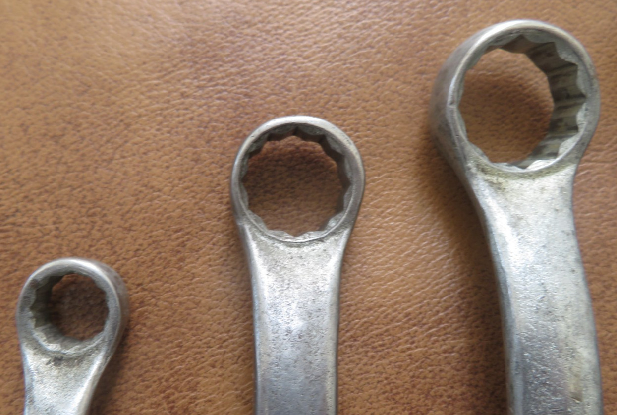 1940s 50s 5pc. CRAFTSMAN Double Line 12pt Offset Box End Wrenches 3/8″- 1″