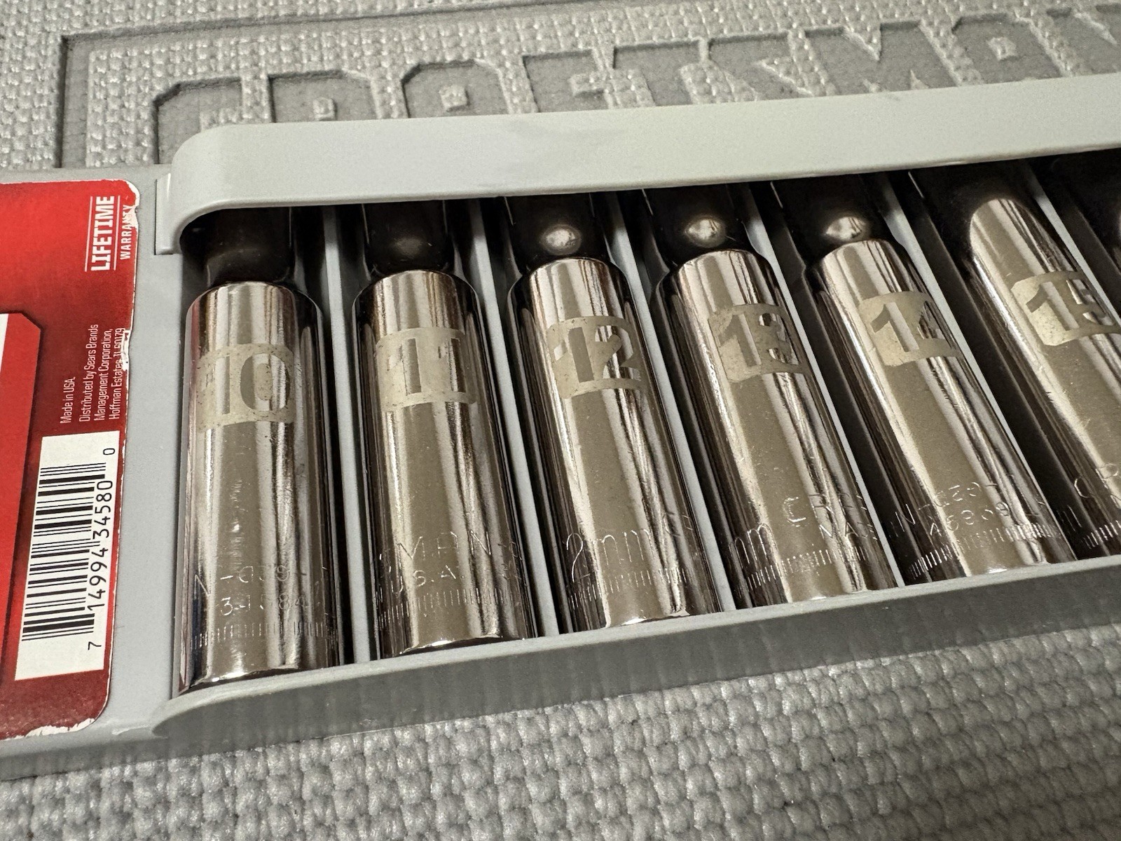 NOS Sears Craftsman USA 1/2” Drive 8pc Easy Read Socket Set 10-17mm 34580 Rare!