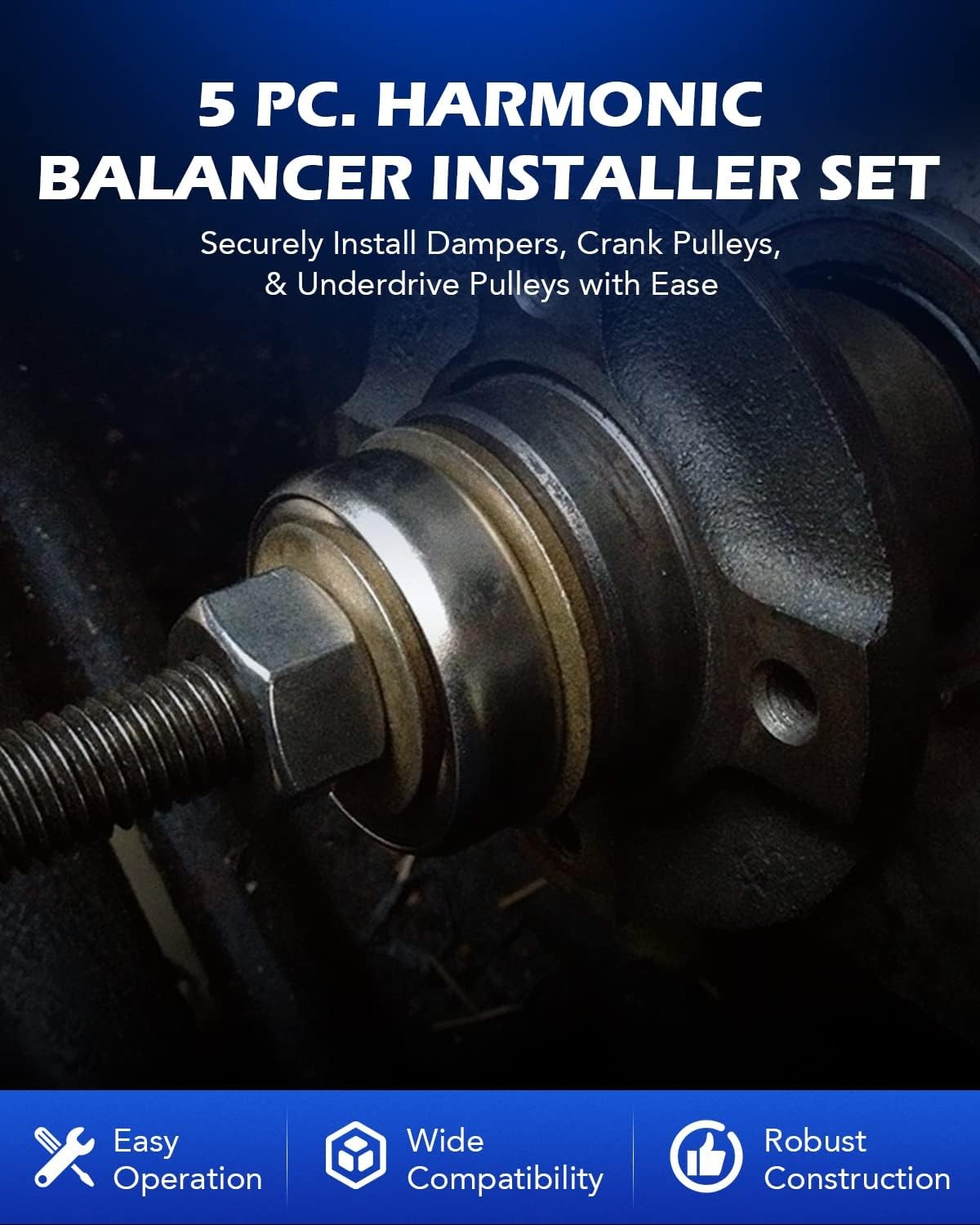 Orion Motor Tech Harmonic Balancer Installer Set, 5pc Long Reach Crank…