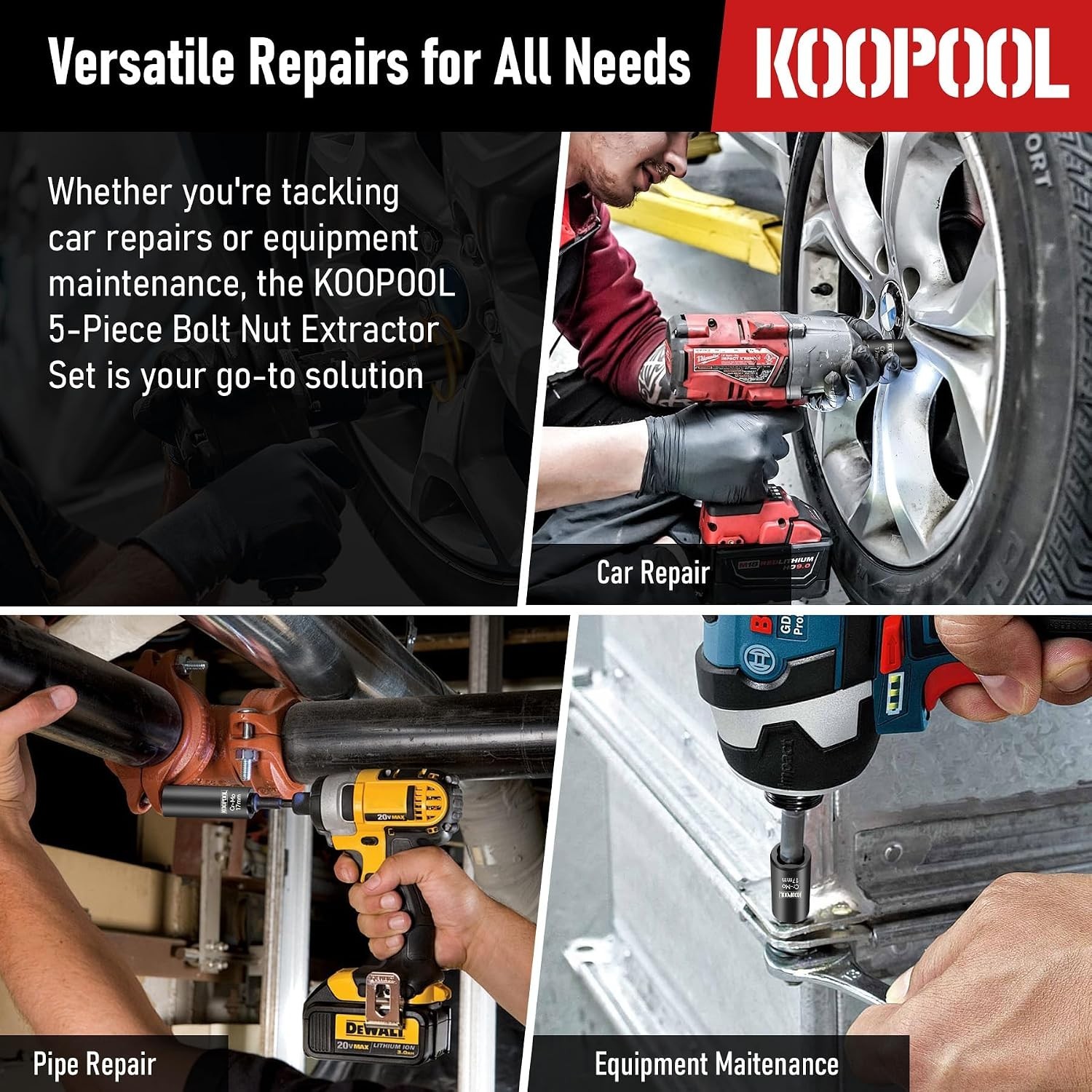 Rust-Resistant 5-Piece Lug Nut Removal Set – Efficient 17-22mm Automotive Tool