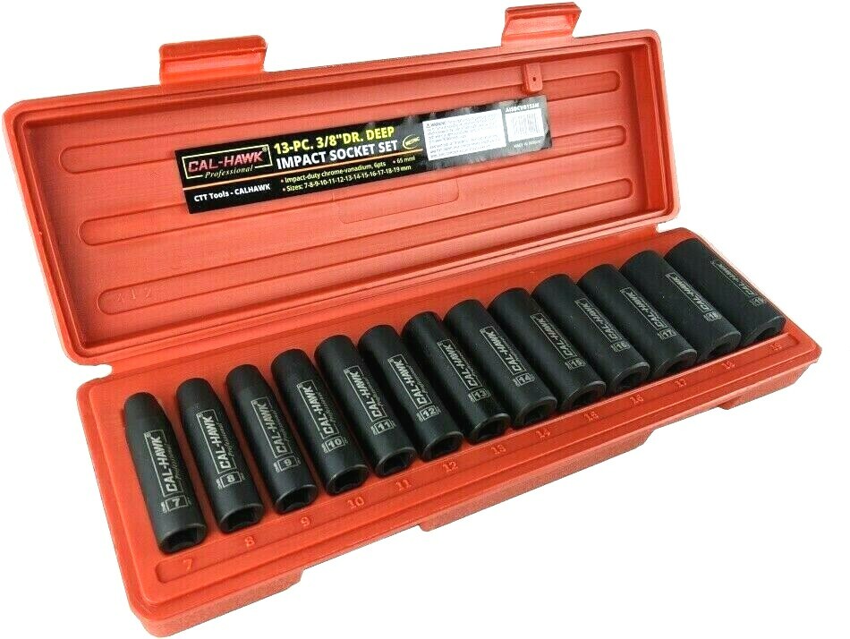 13 pc 3/8″ Dr. 6 POINT Metric Deep Impact Socket Chrome Vanadium CRV Set
