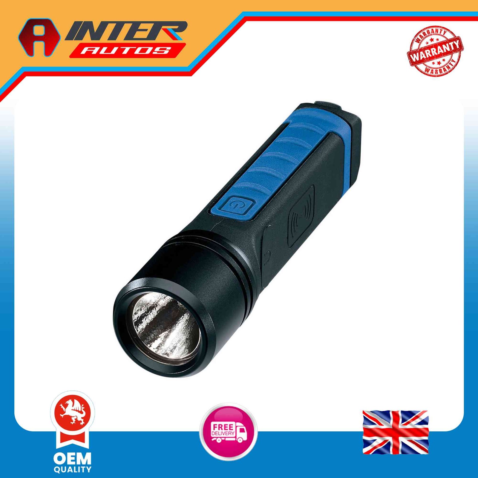 Draper SMD LED Wireless-USB Rechargeable Hand Torch 10W 1000 Lumens USB-C