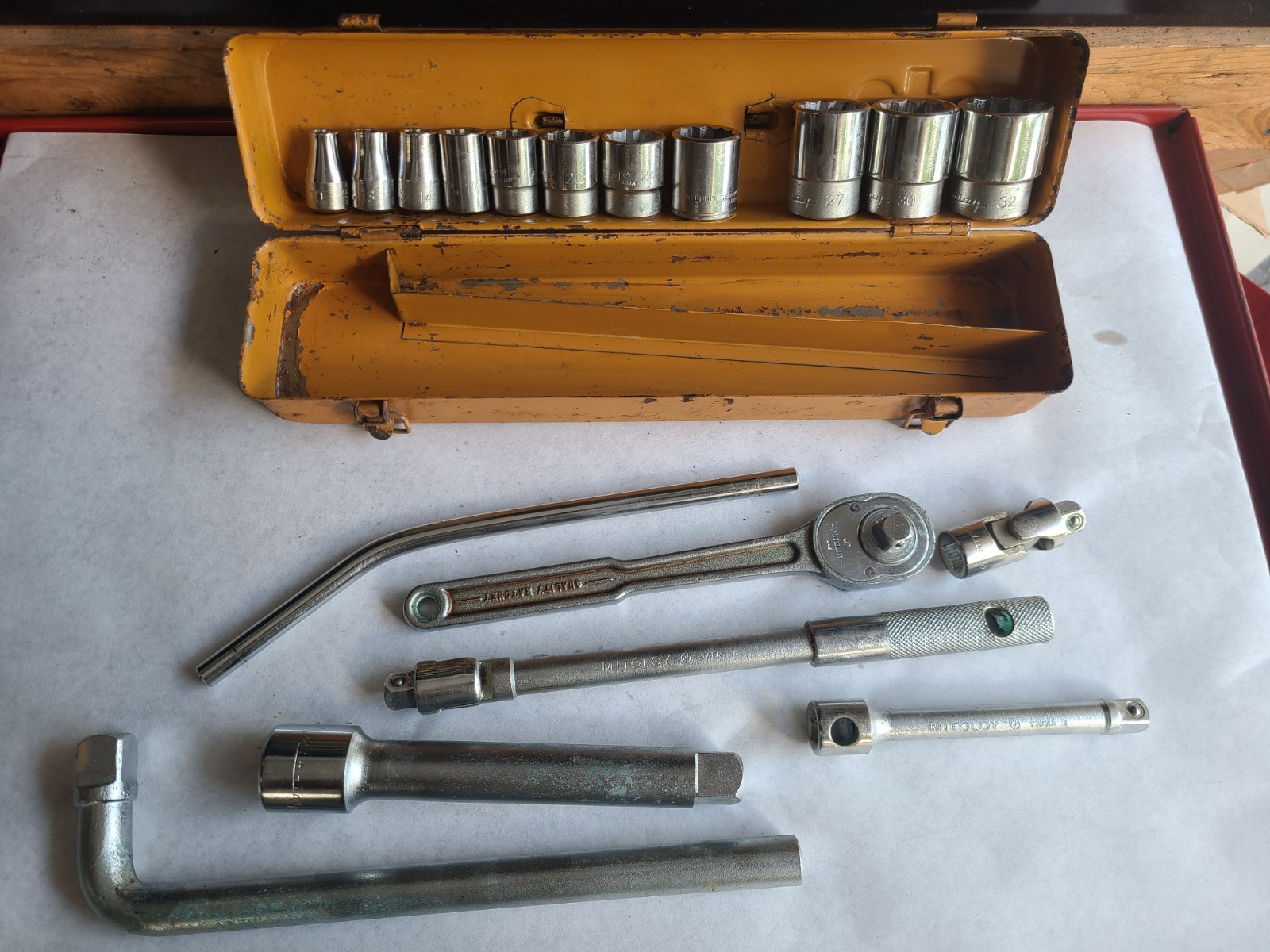 MITOLOY 449 1/2″ DRIVE RATCHET METRIC SOCKET SET SWIVEL Japan 3/4″ BREAKER BAR