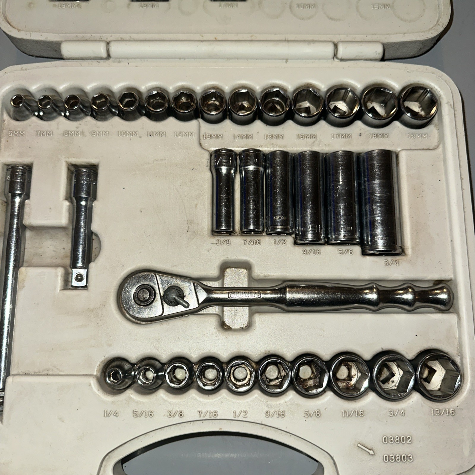 Kobalt 1st Generation 3/8” Drive Chrome Socket Set 44 PCs W/CaseMade In The USA