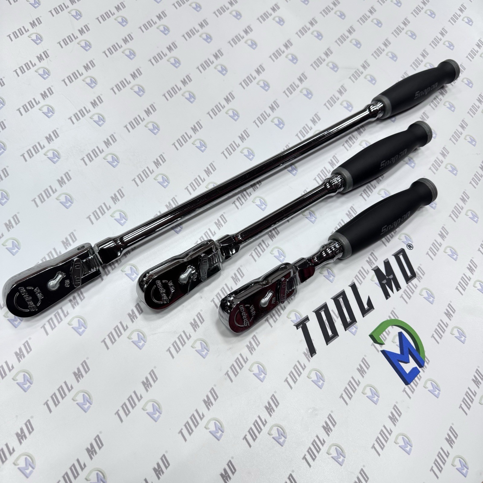 Snap-on Tools 3/8″ Drive 3 Piece DARK TITANIUM LOCKING FLEX-HEAD Ratchet SET