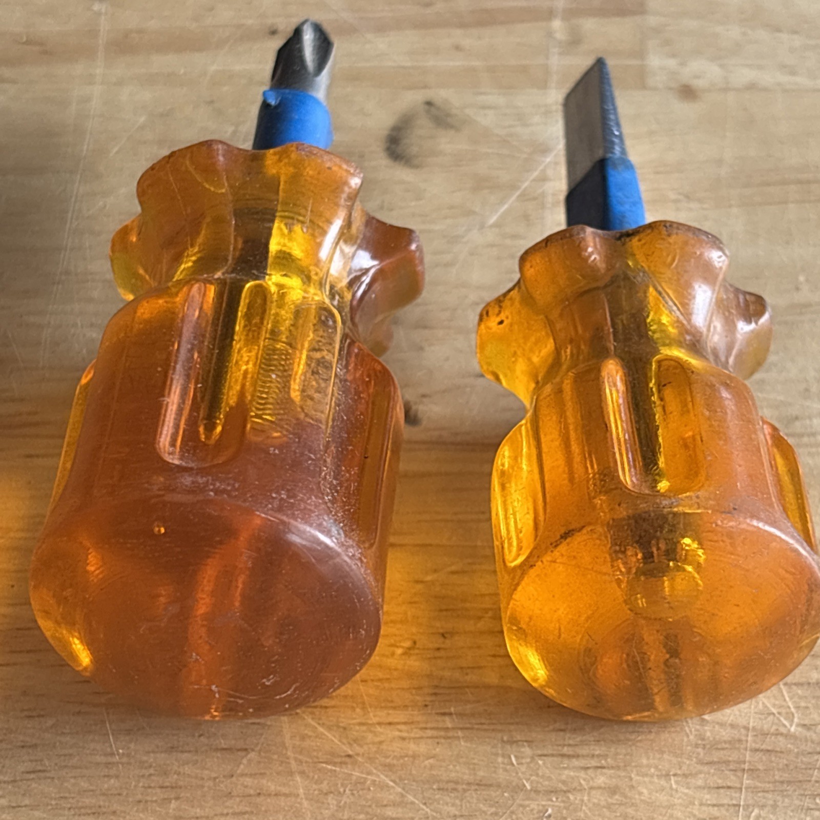 Jensen Tools Short Stubby Flat Slotted Phillips Screwdriver Set Orange 2pc USA