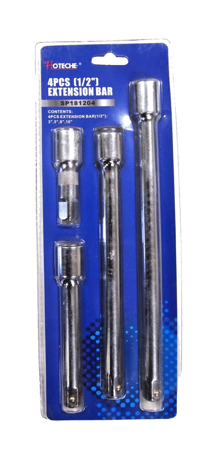 HOTECHE 4pc 1/2″ Dr Socket Extension Bar Set 3″ 5″ 8″ 10″ Long SP181204