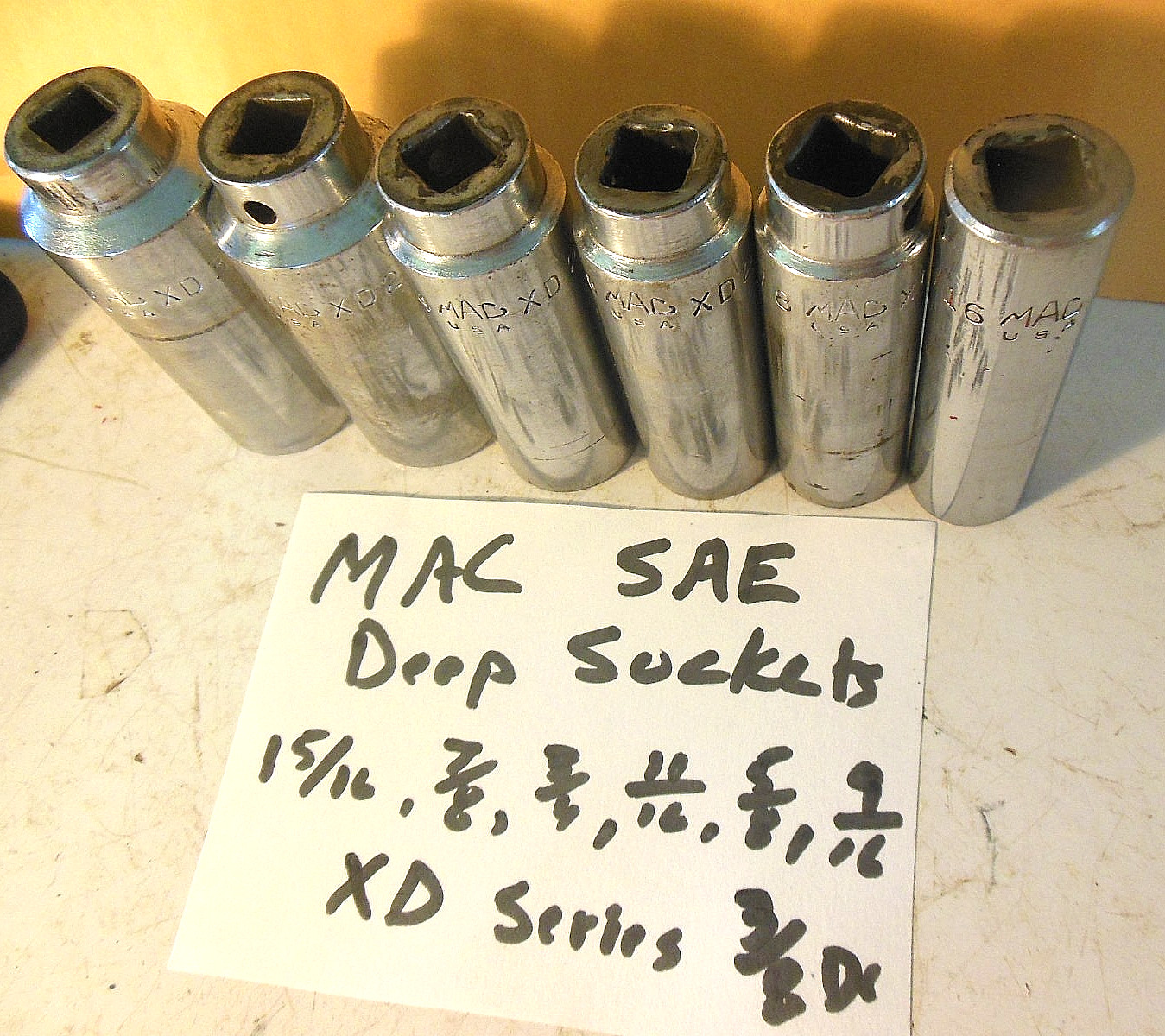6 MAC 3/8″ Dr. SAE Deep Chrome Socket Set 15/16,7/8,3/4,11/16,5/8,9/16″ XD US