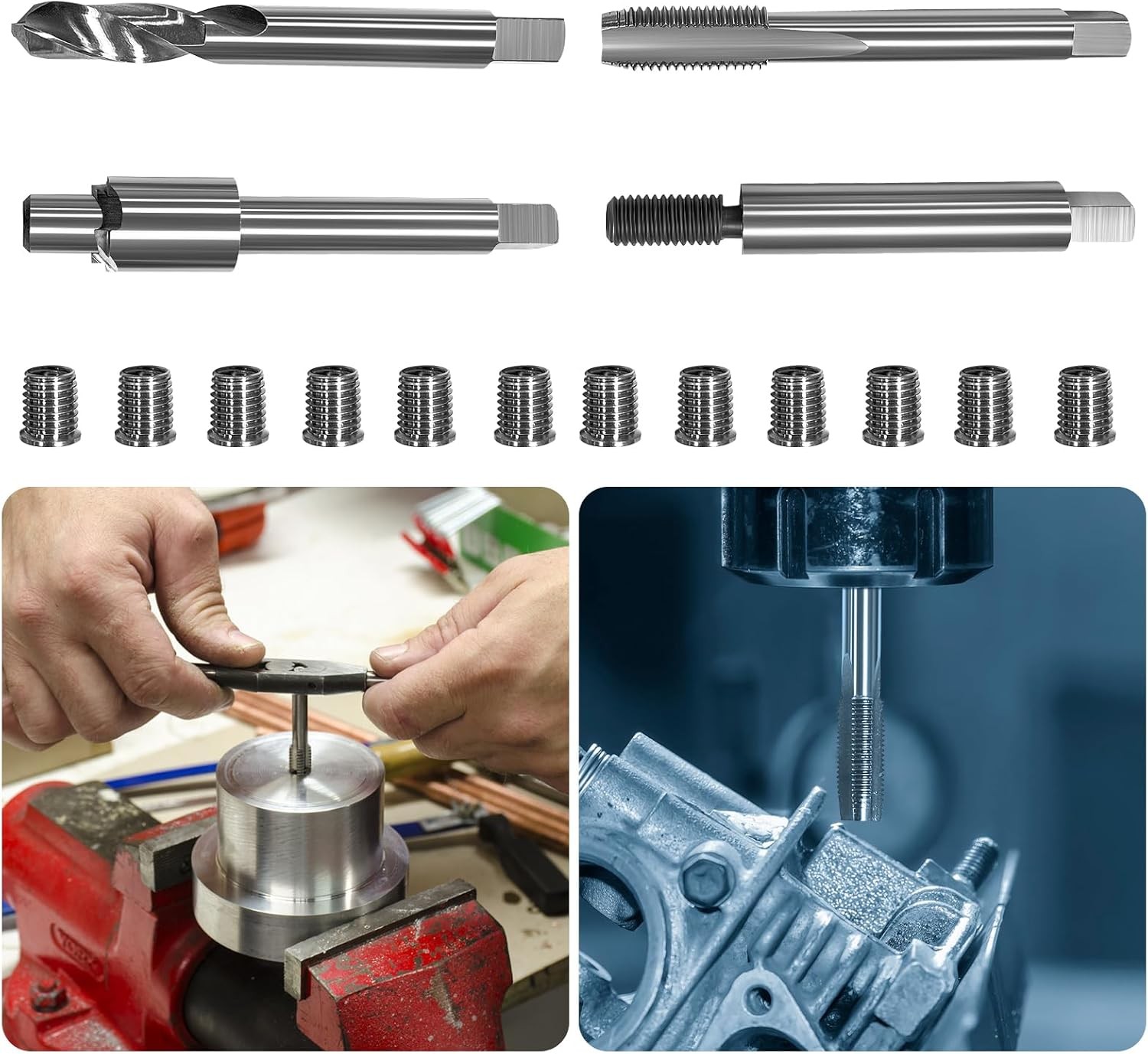 M9*1.25 Metric Thread Repair kit,12 12.5MM Stainless Steel Inserts