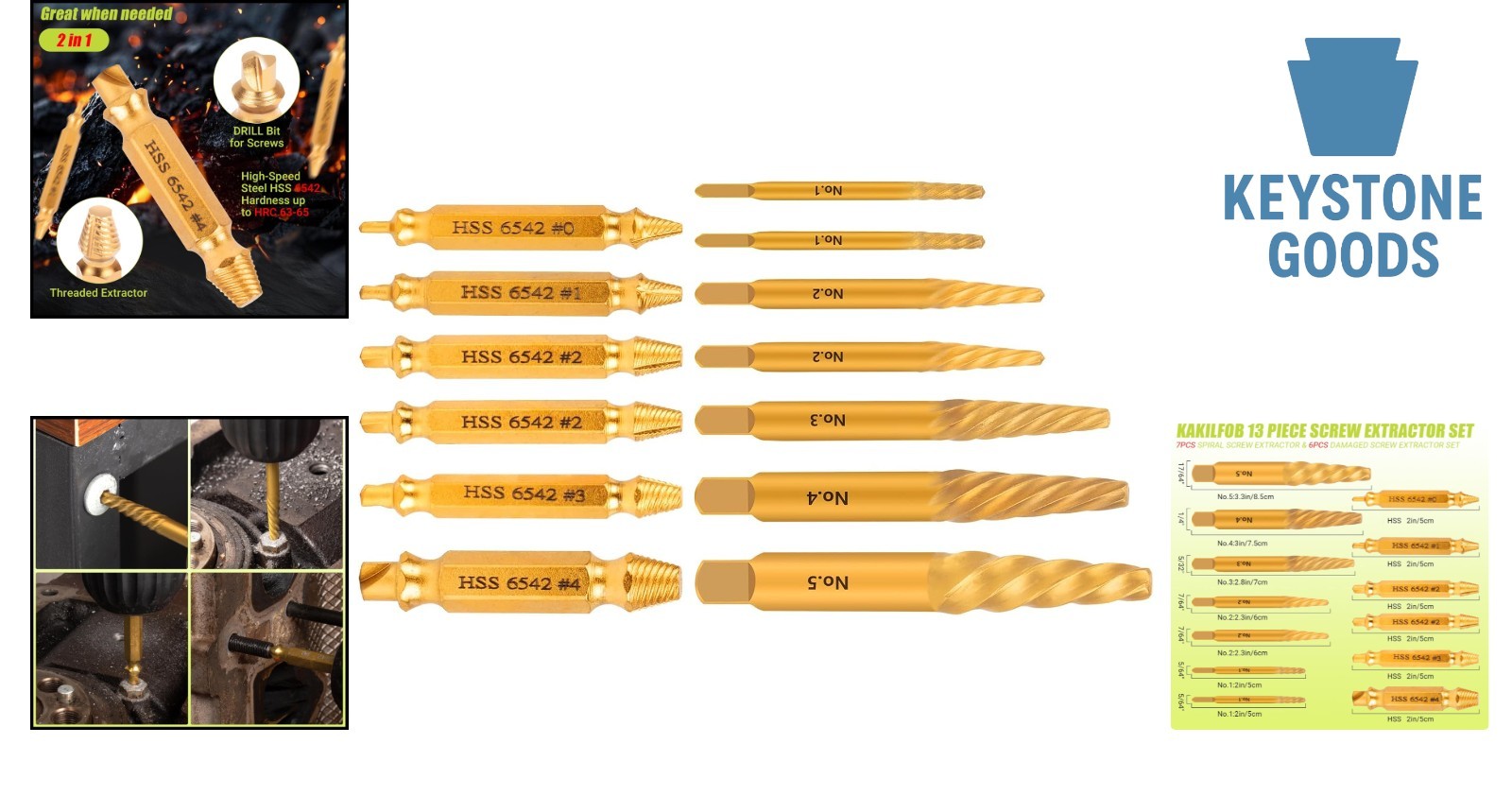 13-Piece Screw & Bolt Extractor Set for Damaged Fasteners