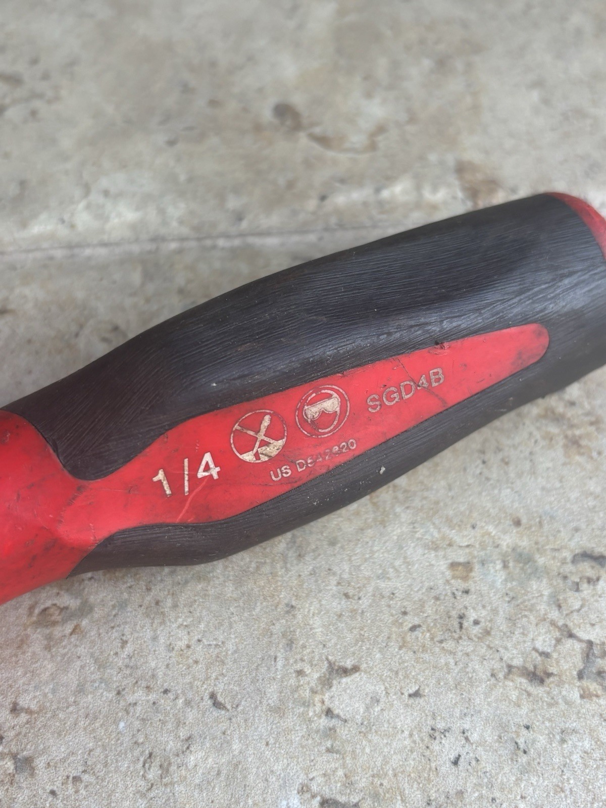 Snap-on SGD4B 1/4″⭐️Red/Black Soft Grip Flat/Slotted Screwdriver USA⭐️D542620⭐️