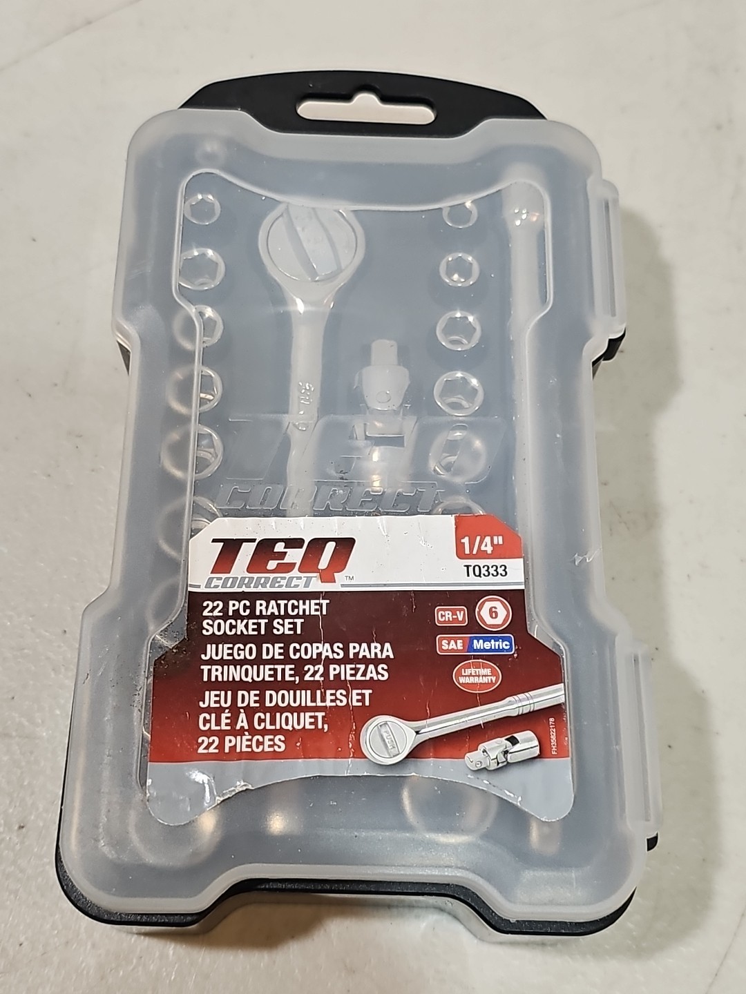 TEQ Correct 22-Piece 1/4″ Drive SAE Ratchet Socket Set – Durable Tool Kit