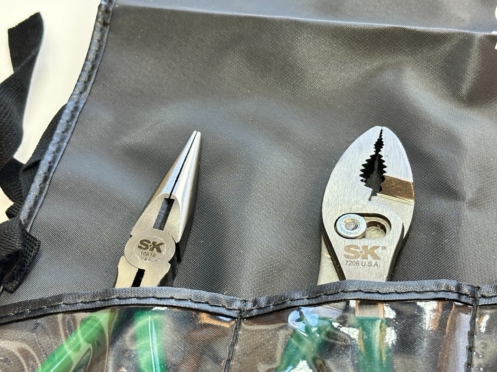 NEW SK Tools USA 5pc General Purpose Pliers Set, Green Cushion Grip w/ Kit Bag