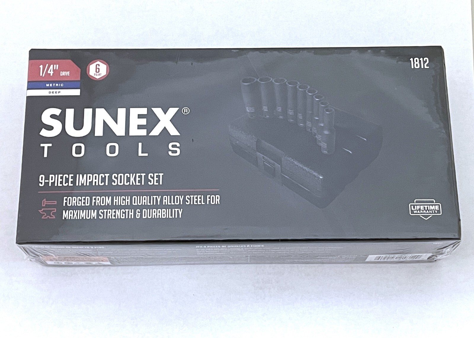 Sunex 9pc 1/4″ Metric 6pt Point Deep Impact Sockets Set Tools Drive MM 1812