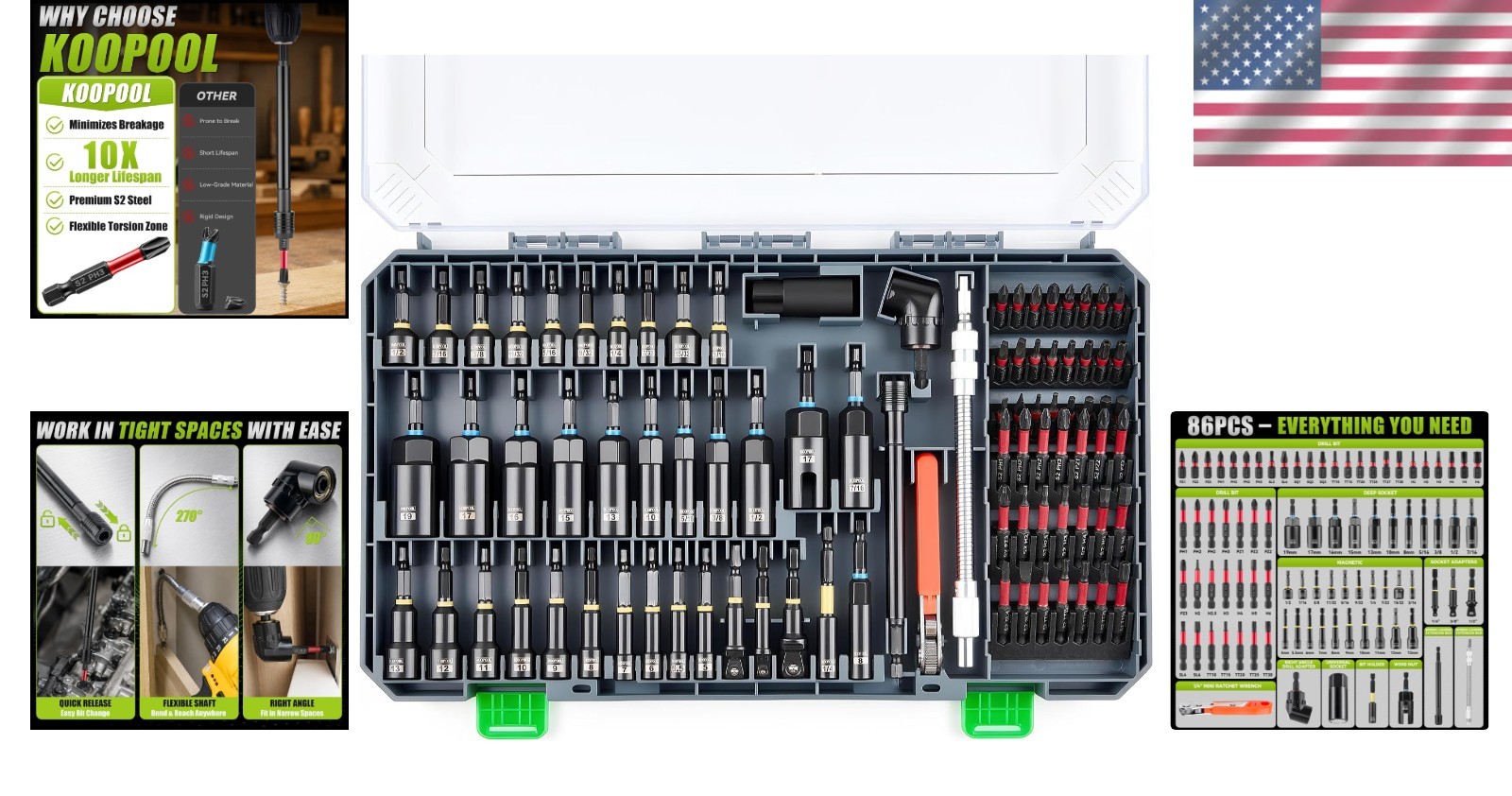 Magnetic Socket Set with Mini Ratchet Wrench, Extension Bars