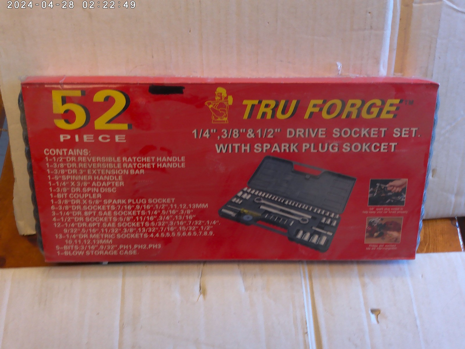1990’s vintage 52 piece socket set 1/4″,3/8″ and 1/2″ Drive NEW oldstock (China)