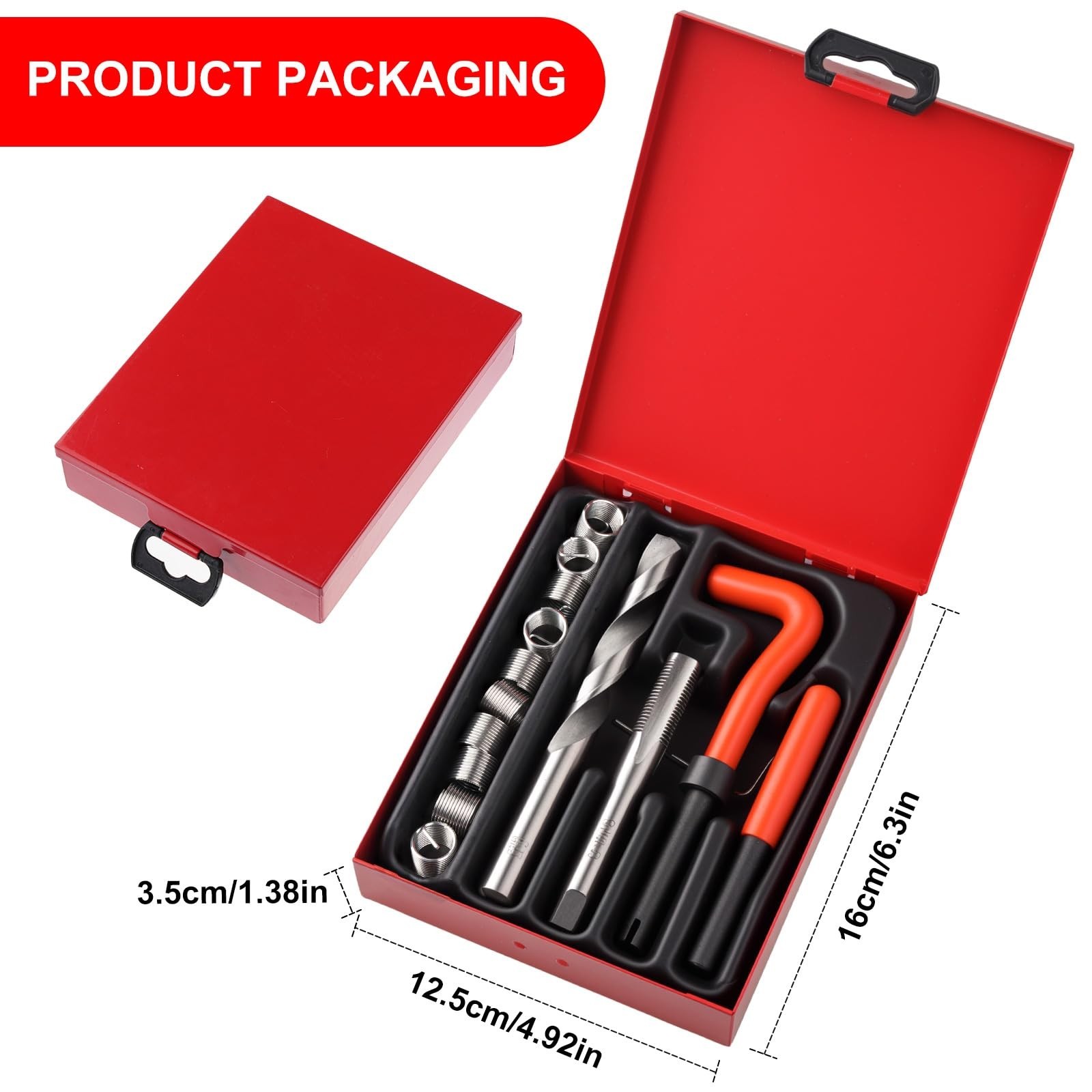 Metric Thread Repair Insert Kit M12X1.25mm | Rethreading Tool Set with HSS Drill