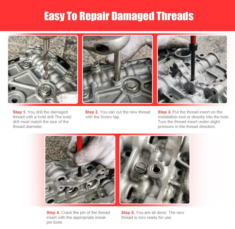 M12x1.25 Thread Repair Kit, HSS Drill Helicoil Repair Kit Metric