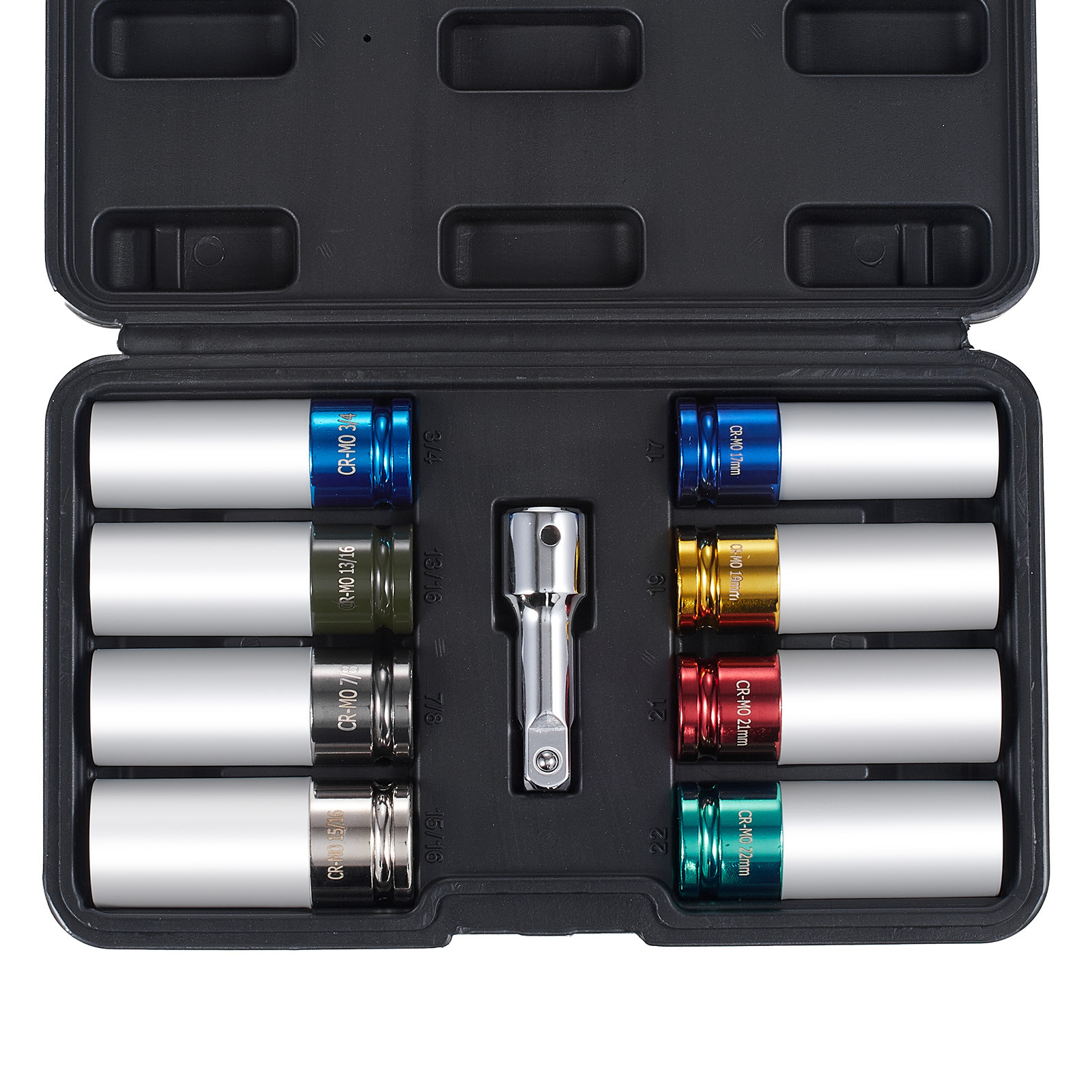 VEVOR Lug Nut Impact Socket Set 1/2 in Drive Metric and SAE 6-Point Deep Socket
