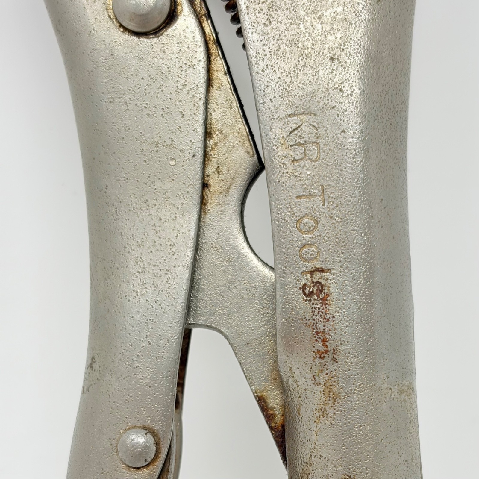 Vintage KR Tools Curved Jaw Locking Pliers 9in Vise Grip Adjustable AS-IS Rust