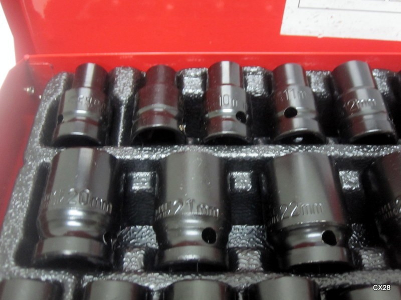 DAMAGED HINGE 35PCS 1/2″ Deep Impact Socket Set 6 Point Metric Tools 8-32mm